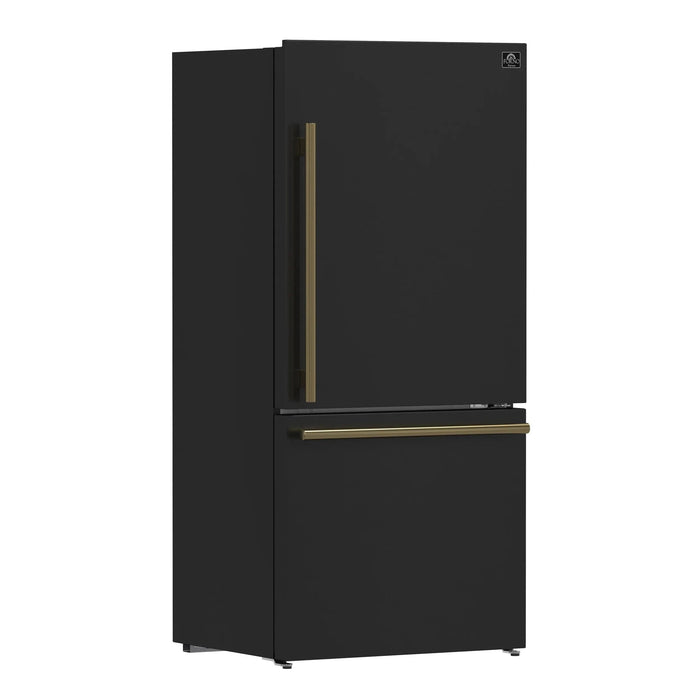 Forno Espresso Package - 30" Electric Range, Range Hood, Refrigerator and Dishwasher in Black with Silver Handles, FBDL-006-02US09K