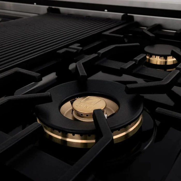 ZLINE 48" Gas Burner/Electric Oven Range Stainless, Brass Burners, Griddle RA-BR-GR-4809K