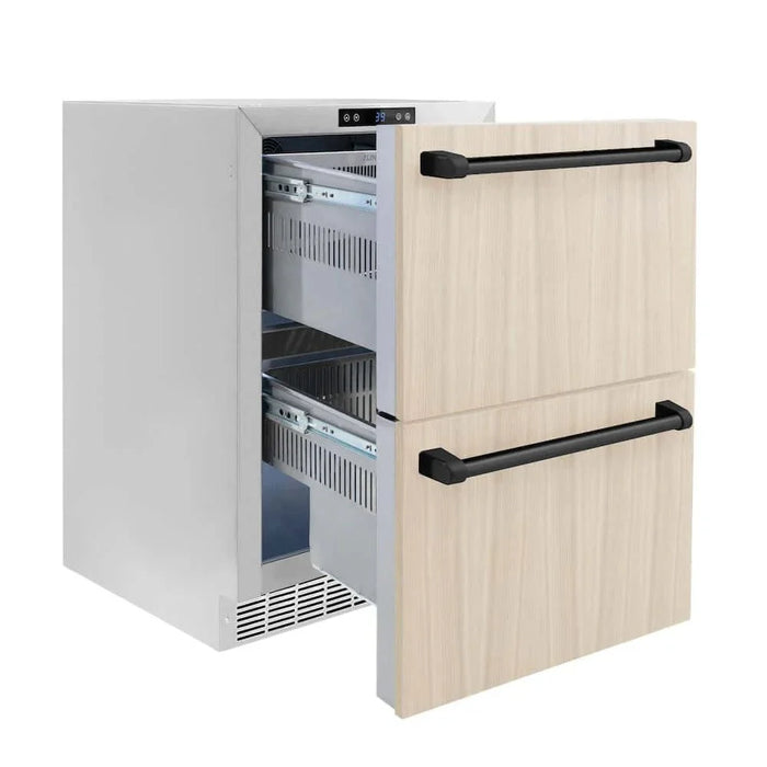ZLINE 24" Touchstone 168 Can Outdoor-Rated Dual Refrigerator Drawer, Panel Matte Black, RDSPOZ-24-MB09K