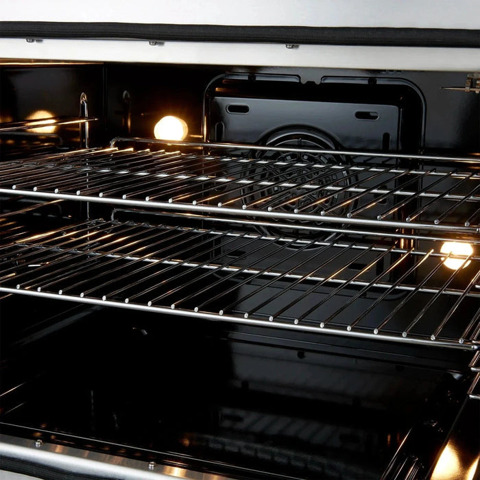 Forno Galiano 30"French Door Dual Fuel Range 5 Gas Burners, Electric Convection Oven Black, Antique Brass Trim, FFSGS6356-30BLK09K
