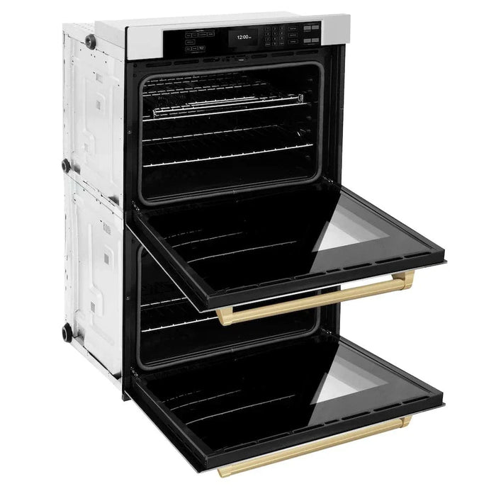 ZLINE 30"Professional True Convection Double Wall Oven, Air Fry, Self Clean, Stainless Steel, Champagne Bronze WADZ-30-CB09K
