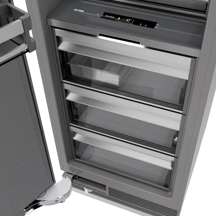 ZLINE 18" Right Hinge Column Freezer White Matte Stainless Steel, Graphite Gray Interior RCFVR-WM-1809K