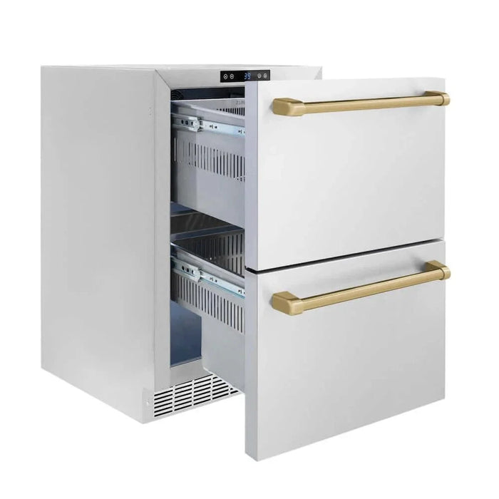 ZLINE 24" Touchstone 168 Can Outdoor-Rated Dual Refrigerator Drawer, Champagne Bronze, RDSOZ-ST-24-CB09K