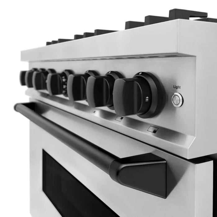 ZLINE 36" Dual Fuel Range, Gas Cooktop, Electric Convection Oven Stainless Steel, Matte Black CDRZ-36-MB09K