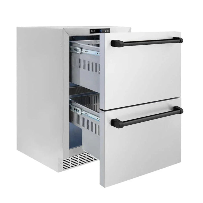 ZLINE 24" Touchstone 168 Can Outdoor-Rated Dual Refrigerator Drawer, Matte Black, RDSOZ-ST-24-MB09K
