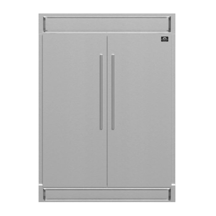 Forno Appliance Package - 48" Dual Fuel Range, Wall Mount Range Hood and 60" Refrigerator with Modern Grill Trim FBDL-017-04CAUS09K