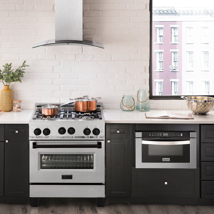 ZLINE 30" Autograph Gas Range Gas, DuraSnow, RGSZ-SN-30-MB - Farmhouse Kitchen and Bath