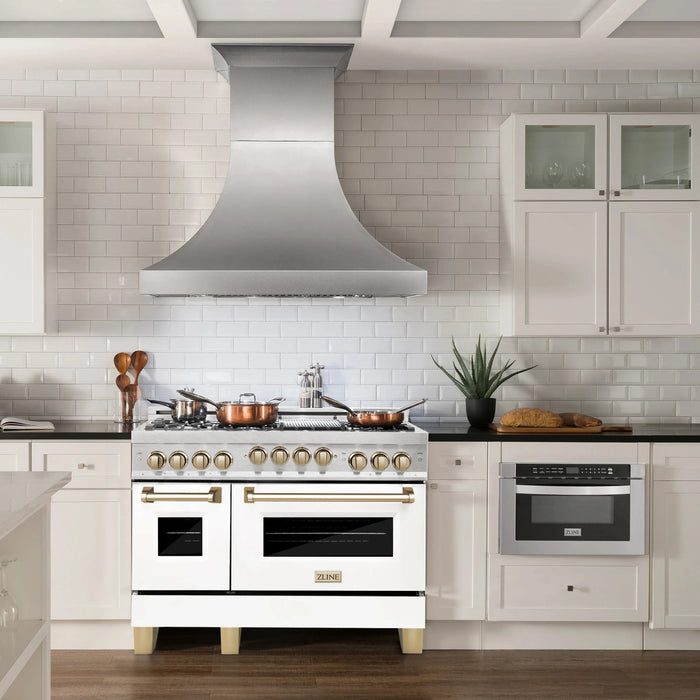 ZLINE 48" Autograph Gas Range, DuraSnow, White Door, RGSZ-WM-48-G - Farmhouse Kitchen and Bath