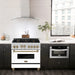 ZLINE 36" Autograph Gas Range, DuraSnow, White Door, RGSZ-WM-36-CB - Farmhouse Kitchen and Bath