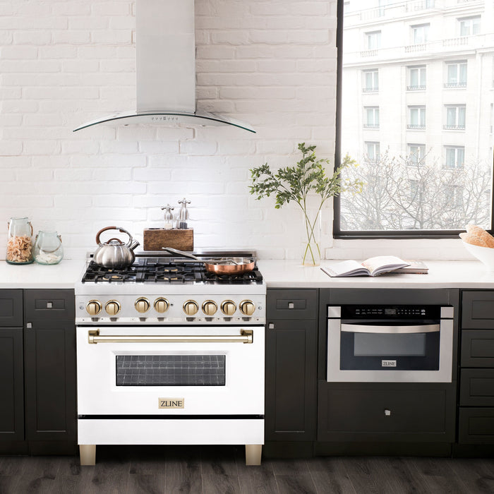 ZLINE 36" Autograph Edition, Gas Range, White Door, RGZ-WM-36-G - Farmhouse Kitchen and Bath
