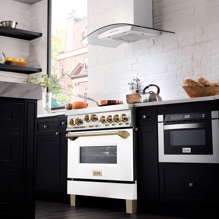 ZLINE 36" Autograph Edition, Gas Range, White Door, RGZ-WM-36-G - Farmhouse Kitchen and Bath
