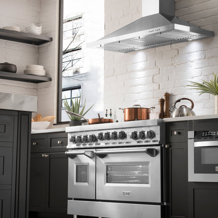 ZLINE 48" Range with Gas Stove and Gas Oven, Stainless Steel, RG48 - Farmhouse Kitchen and Bath