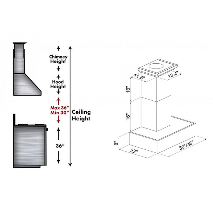 ZLINE 36" Remote Blower Wooden Wall Range Hood, 681M-RS-36-400 - Farmhouse Kitchen and Bath