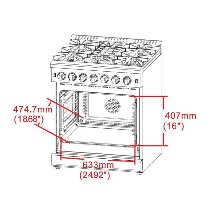 Forno Capriasca - 30 in. Professional Range with Gas Stove and Gas Oven, Stainless Steel FFSGS6260 - 30 - Farmhouse Kitchen and Bath