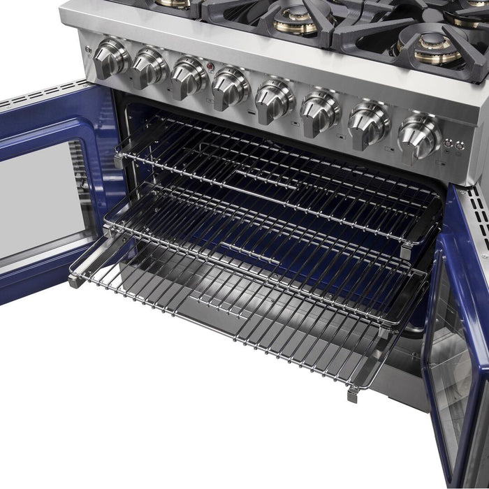 Forno Capriasca 36 in. French Door Freestanding Dual Fuel Range , Gas Stove, Electric Oven, Stainless Steel, FFSGS6387 - 36 - Farmhouse Kitchen and Bath