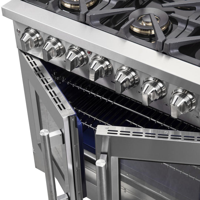 Forno Capriasca 36 in. French Door Freestanding Dual Fuel Range , Gas Stove, Electric Oven, Stainless Steel, FFSGS6387 - 36 - Farmhouse Kitchen and Bath