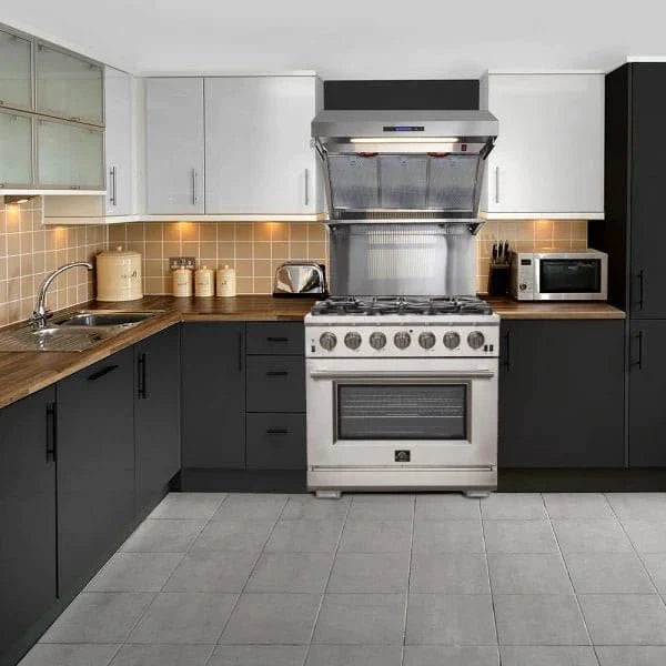 Forno Capriasca - 36 in. Professional Freestanding Range with Gas Stove and Gas Oven FFSGS6260 - 36 - Farmhouse Kitchen and Bath