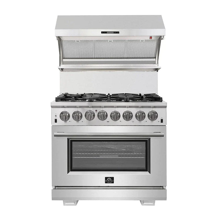 Forno Capriasca - 36 in. Titanium Professional Freestanding Dual Fuel Range in Stainless Steel, FFSGS6187 - 36 - Farmhouse Kitchen and Bath