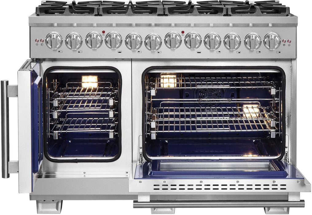 Forno Capriasca 48 in. Left Swing Door Freestanding Dual Fuel Range, Gas Stove, Electric Oven, Stainless Steel, FFSGS6387 - 48 - Farmhouse Kitchen and Bath