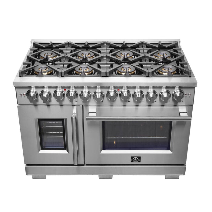 Forno Capriasca 48 in. Left Swing Door Freestanding Dual Fuel Range, Gas Stove, Electric Oven, Stainless Steel, FFSGS6387 - 48 - Farmhouse Kitchen and Bath