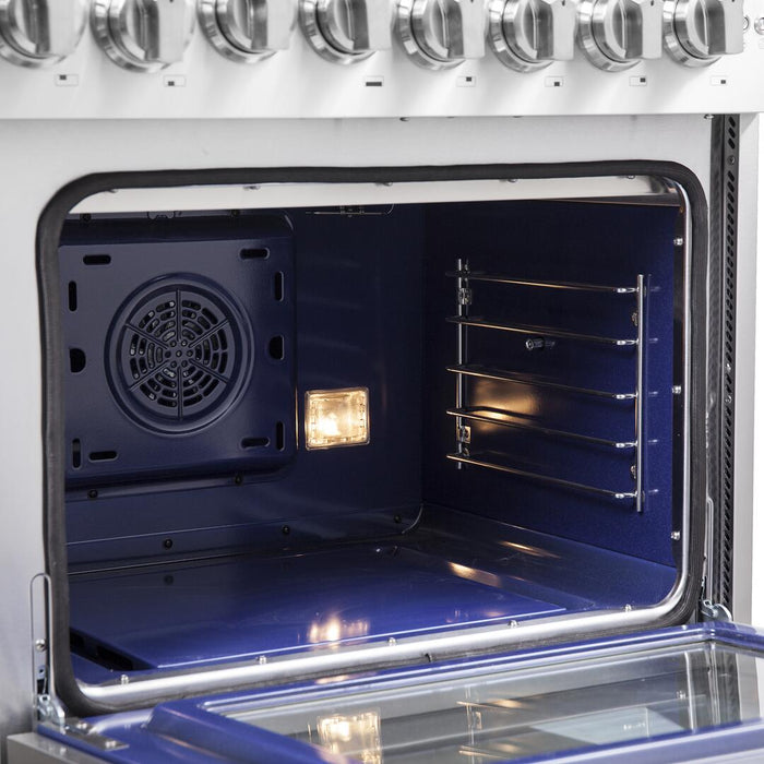 Forno Capriasca 48 in. Left Swing Door Freestanding Dual Fuel Range, Gas Stove, Electric Oven, Stainless Steel, FFSGS6387 - 48 - Farmhouse Kitchen and Bath