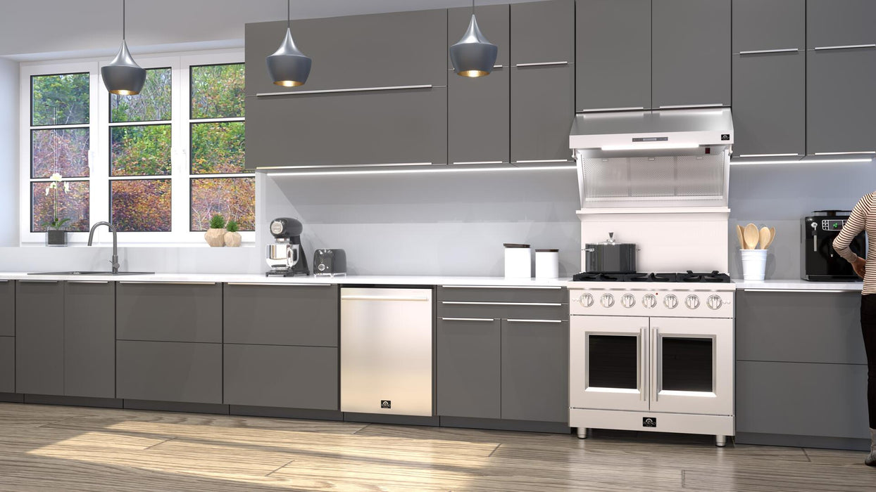 Forno Galiano 36 in. French Door Freestanding All Gas Range, Stainless Steel,FFSGS6444 - 36 - Farmhouse Kitchen and Bath