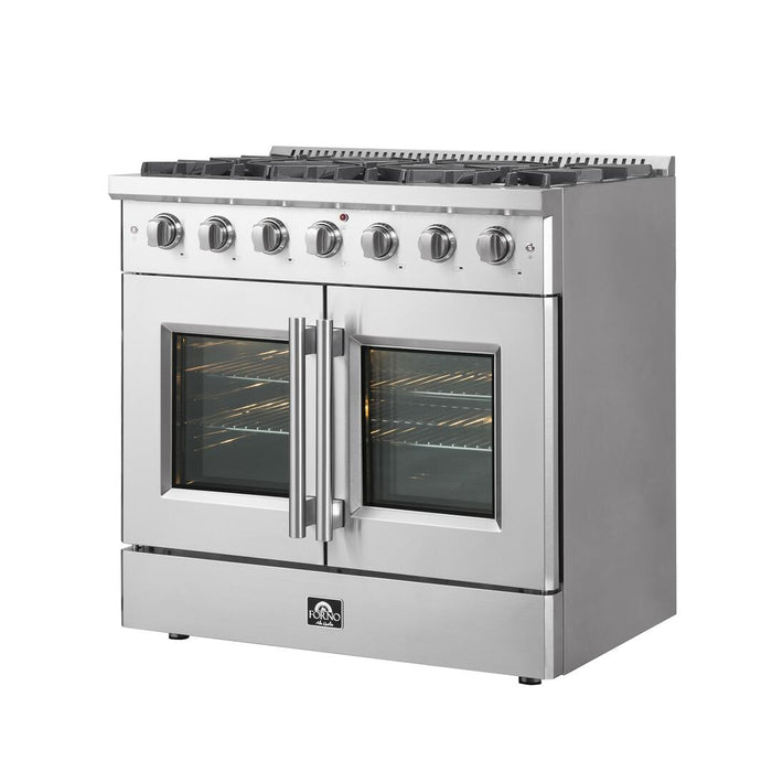 Forno Galiano 36 in. French Door Freestanding All Gas Range, Stainless Steel,FFSGS6444 - 36 - Farmhouse Kitchen and Bath