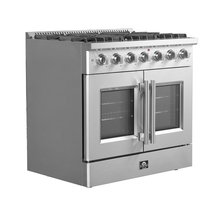 Forno Galiano 36 in. French Door Freestanding All Gas Range, Stainless Steel,FFSGS6444 - 36 - Farmhouse Kitchen and Bath
