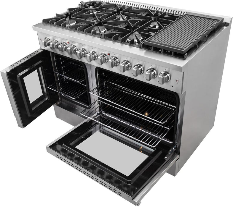 Forno Galiano 48 in. 6.58 cu. ft. Left Swing Door Freestanding Dual Fuel Range with Gas Stove and Electric Oven in Stainless Steel, FFSGS6356 - 48 - Farmhouse Kitchen and Bath