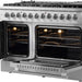 Forno Galiano 48 in. 6.58 cu. ft. Left Swing Door Freestanding Dual Fuel Range with Gas Stove and Electric Oven in Stainless Steel, FFSGS6356 - 48 - Farmhouse Kitchen and Bath