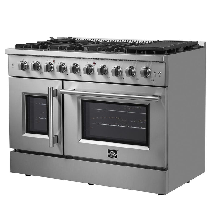 Forno Galiano 48 in. French Door Freestanding All Gas Range, Stainless Steel,FFSGS6444 - 48 - Farmhouse Kitchen and Bath