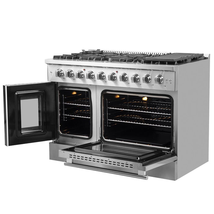 Forno Galiano 48 in. French Door Freestanding All Gas Range, Stainless Steel,FFSGS6444 - 48 - Farmhouse Kitchen and Bath