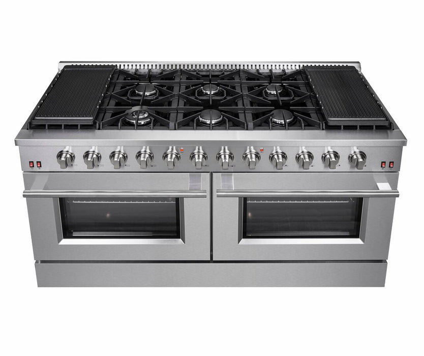 Forno Galiano - 60 in. Gold Professional Freestanding Range, Gas Stove and Gas Oven, Stainless Steel, FFSGS6244 - 60 - Farmhouse Kitchen and Bath
