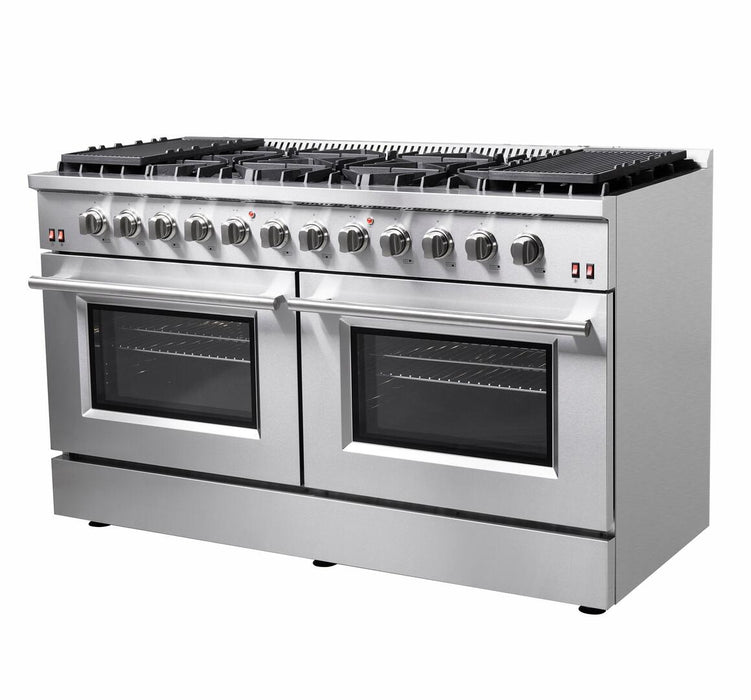 Forno Galiano - 60 in. Gold Professional Freestanding Range, Gas Stove and Gas Oven, Stainless Steel, FFSGS6244 - 60 - Farmhouse Kitchen and Bath