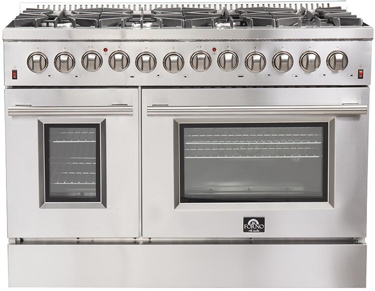 Forno Galiano Professional - 48 in.Dual Fuel Range, Gas Stove, and Electric Oven, Stainless Steel FFSGS6156 - 48 - Farmhouse Kitchen and Bath