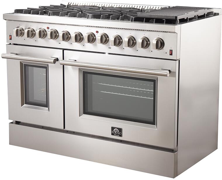 Forno Galiano Professional - 48 in.Dual Fuel Range, Gas Stove, and Electric Oven, Stainless Steel FFSGS6156 - 48 - Farmhouse Kitchen and Bath