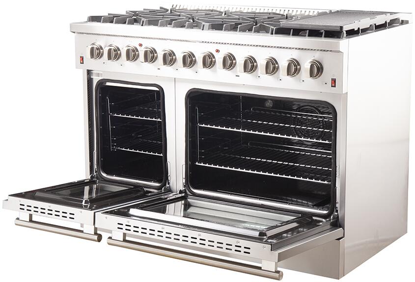 Forno Galiano Professional - 48 in.Dual Fuel Range, Gas Stove, and Electric Oven, Stainless Steel FFSGS6156 - 48 - Farmhouse Kitchen and Bath
