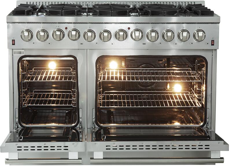 Forno Galiano Professional - 48 in.Dual Fuel Range, Gas Stove, and Electric Oven, Stainless Steel FFSGS6156 - 48 - Farmhouse Kitchen and Bath