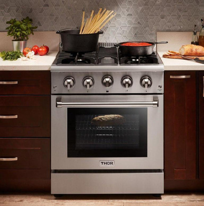 THOR 30" Professional Gas Range in Stainless Steel, HRG3080U - Farmhouse Kitchen and Bath