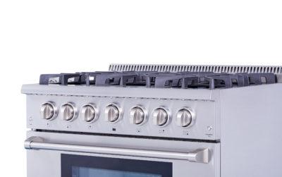 THOR 36″ Pro - style 6 Stainless Steel Burner Gas Range, HRG3618U - Farmhouse Kitchen and Bath