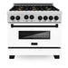 ZLINE 36" Autograph Range, DuraSnow, White Door, Black, RGSZ-WM-36-MB - Farmhouse Kitchen and Bath