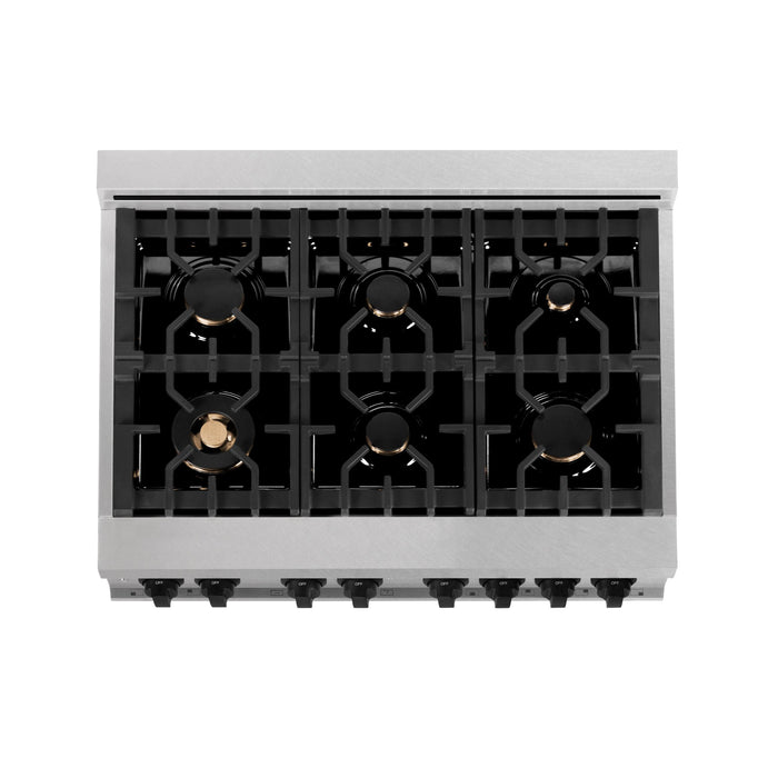 ZLINE 36" Autograph Range, DuraSnow, White Door, Black, RGSZ-WM-36-MB - Farmhouse Kitchen and Bath