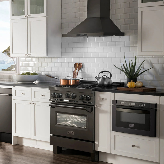 ZLINE 30" Bundled Range, Range Hood, Microwave, 3KP-RGBRH30-MW09K