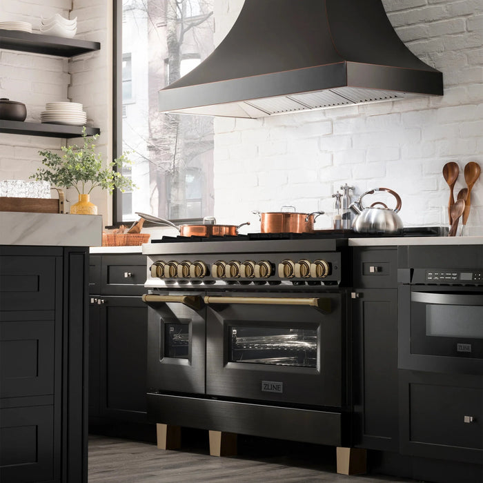 ZLINE 48" Autograph Addition Gas Range, Black stainless, RGBZ-48-CB - Farmhouse Kitchen and Bath