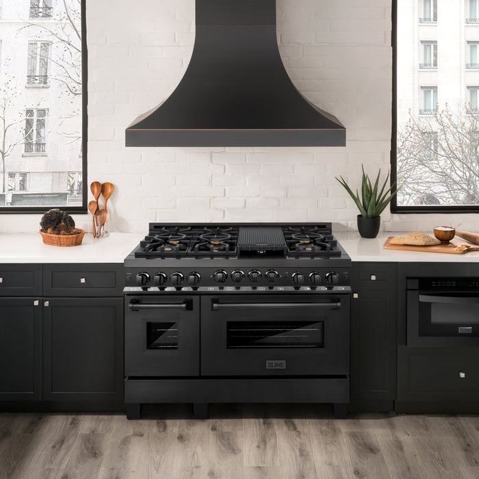 ZLINE 48" Range with Gas Stove and Gas Oven, Stainless Steel, RGB-48 - Farmhouse Kitchen and Bath