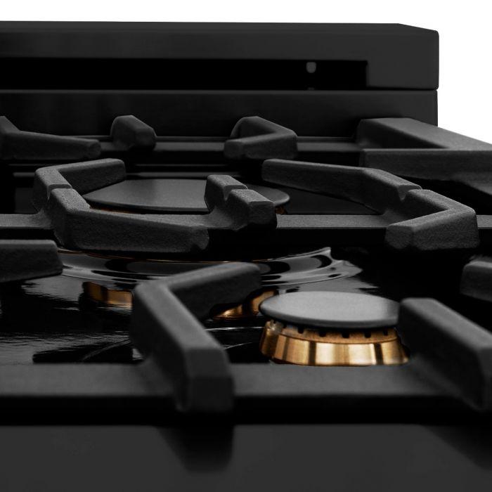 ZLINE 36" Autograph Gas Range, Black Stainless, Champagne Accents, RGBZ-36-CB - Farmhouse Kitchen and Bath