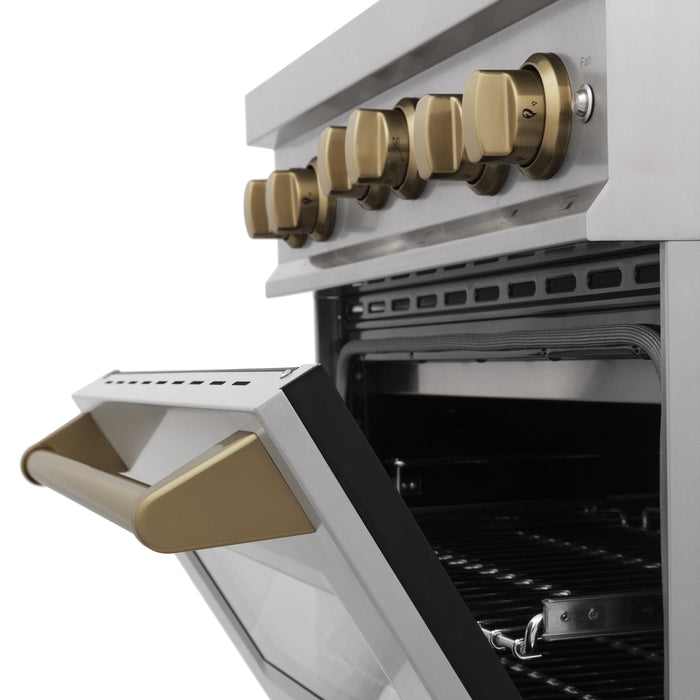 ZLINE 30" Autograph Gas Range, DuraSnow Stainless, RGSZ-SN-30-CB - Farmhouse Kitchen and Bath