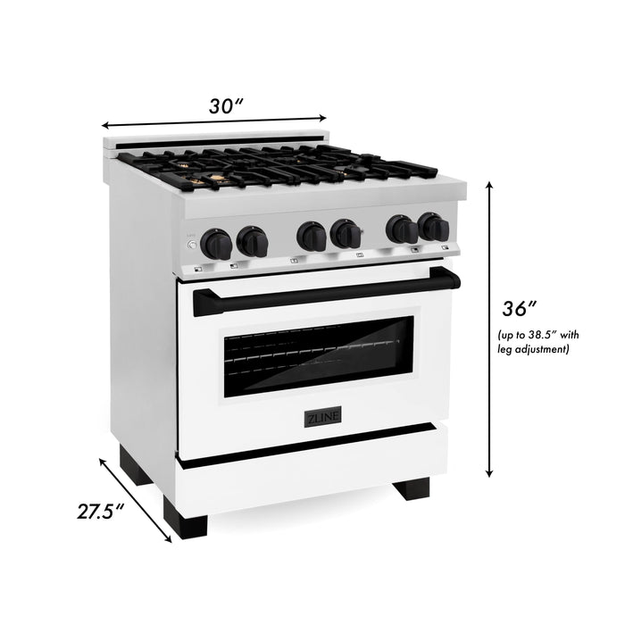 ZLINE 30" Autograph Edition, Gas Range, Gas Oven, RGZ-30-MB - Farmhouse Kitchen and Bath
