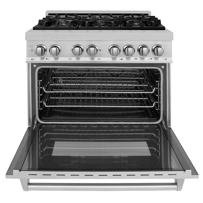 ZLINE 36" Bundle Range RAS-SN-36 & Range Hood 8654SN-36, 2KP-RASSNRH3609K