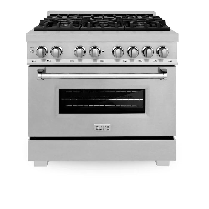 ZLINE 36" Bundle Range RAS-SN-36 & Range Hood 8654SN-36, 2KP-RASSNRH3609K